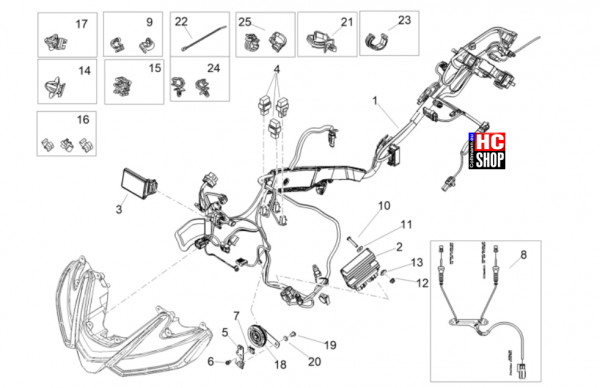 Aprilia Tuono V4 Factory 1100 E5+ - Elektrische Anlage - Vordere Elektrische Anlage