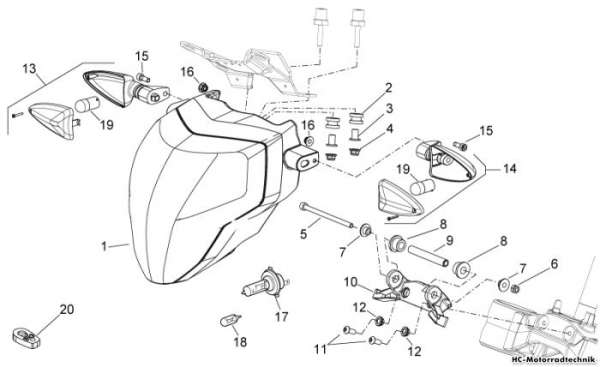Aprilia Vorderer Llichter Shiver 750