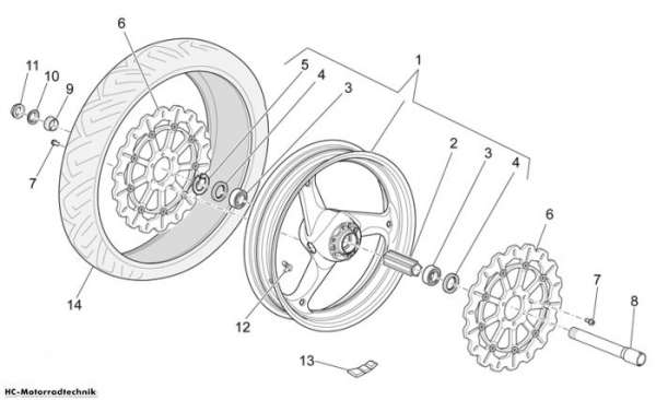 Moto Guzzi SE Vorderrad Griso V 8V 1200