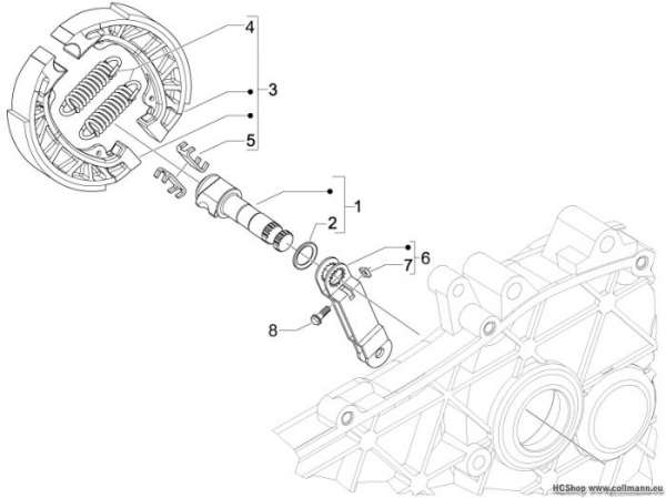 Piaggio Hinterbremse - Bremsbackensatzen Fly 125 4T