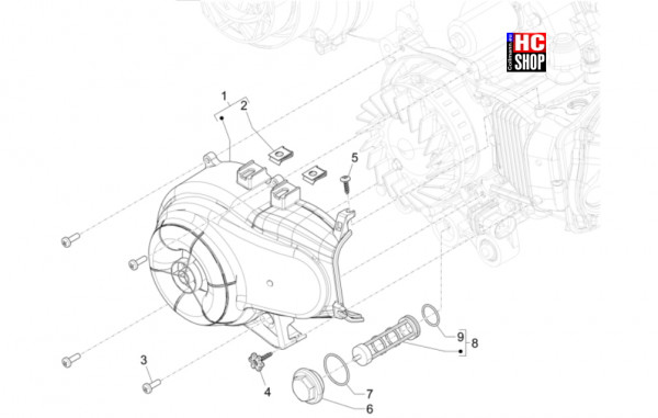 Vespa Primavera 50 E5 Officina 8 - Motor - Schwungraddeckel-Ölfilter