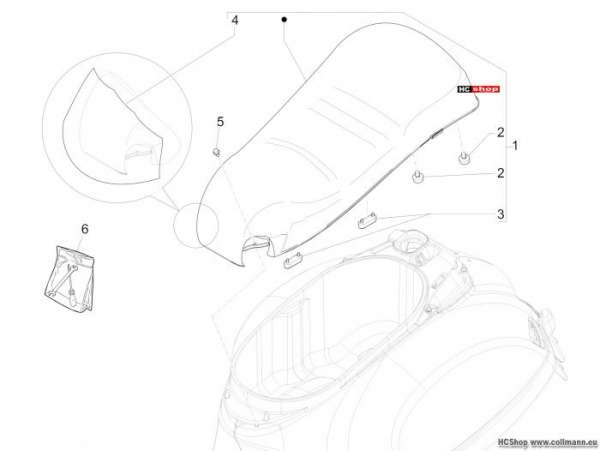 Vespa GTS 300 Touring Sitzbank/Sitzbänke-Werkzeugtasche
