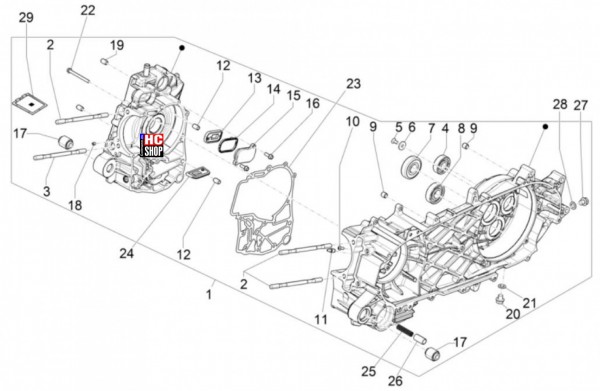 Piaggio MP3 400 HPE E5 Motor - Kurbelwellengehäuse