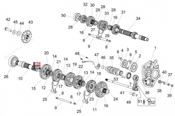 Aprilia Tuono V4 Factory 1100 E5 - Motor - Schaltgetriebe - Zahnräder