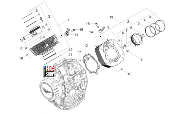 Moto Guzzi V85 TT Strada E5 - Motor - Zylinder-Kolben