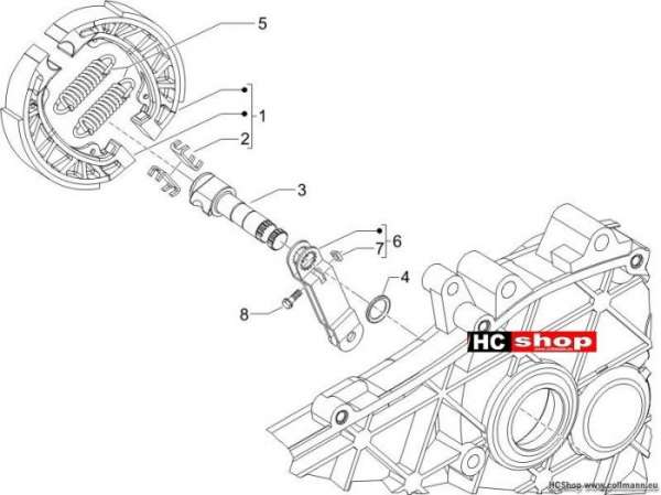 Piaggio Hinterbremse - Bremsbackensatzen TPH 50