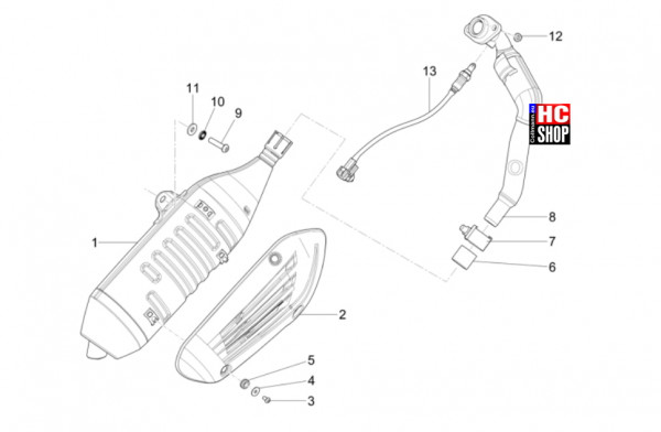 Vespa GTS 125 E5 Super-Super Sport-Super Tech - Motor - Auspufftopf