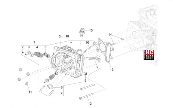 Vespa Sprint S 50 E5 - Motor - Einheit Kopf-Ventil