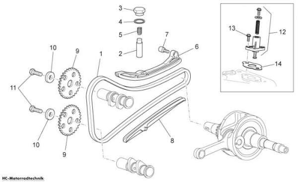 Aprilia Kettenspanner Scarabeo Light Carb. 125/200