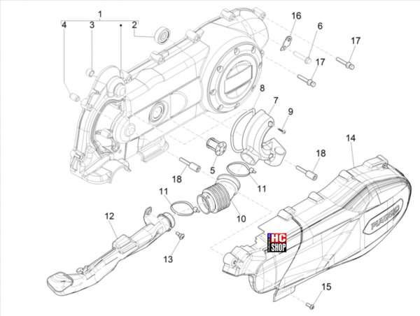 Piaggio Liberty 50 IGET E5 Motor Kurbelwellendeckel - Kühlung Kurbelgehäuse