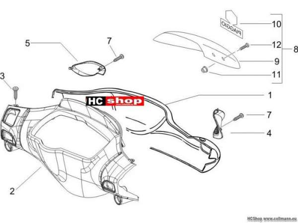 Piaggio Lenker Deckungen NRG 50 Purejet