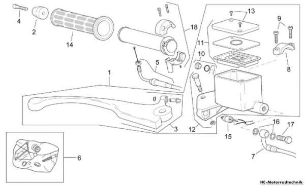 Aprilia V-Bremspumpe Leonardo eng. Minarelli 250/300