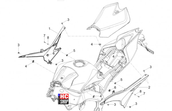 Aprilia RS 125 E5+ - Aufbau - Mittlerer Aufbau