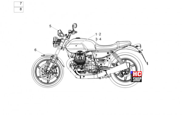 Moto Guzzi V7 Sport 850 E5+ - Aufbau - Deko