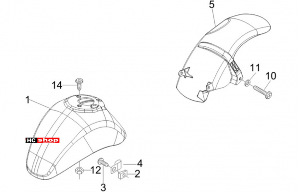 Vespa LX 50 4T Fahrgestell Radgehäuse