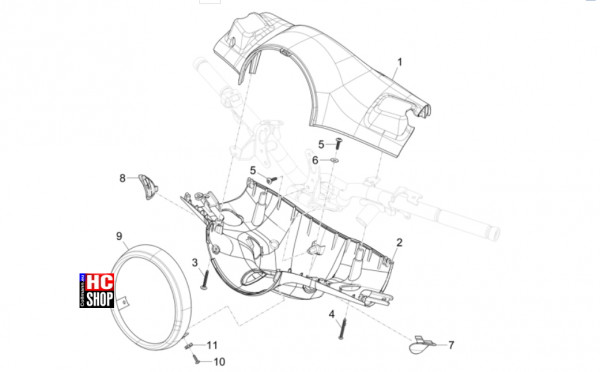 Vespa Primavera 125 TECH E5 - Lenker-Lenkung - Lenker Deckungen