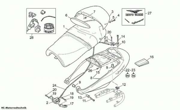 Moto Guzzi Sitz - Heckteil V 11 Sport/Mandello 1100