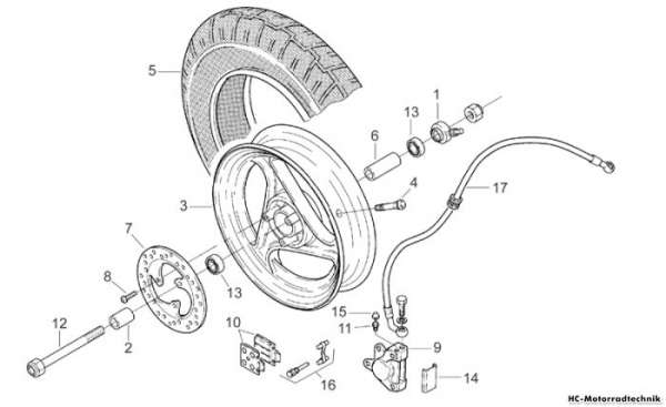 Aprilia Vorderrad SR Air (Oriz. Cylinder) 50