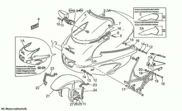 Moto Guzzi Vorderes Schutzblech Daytona RS 1000