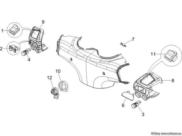 Piaggio Wechselschalter - Umschalter - Drucks. Carnaby 125