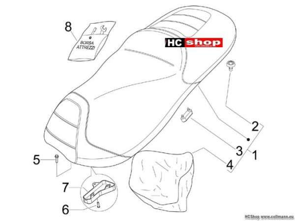 Gilera Sitzbank/Sitzbänke - Werkzeugtasche Fuoco 500