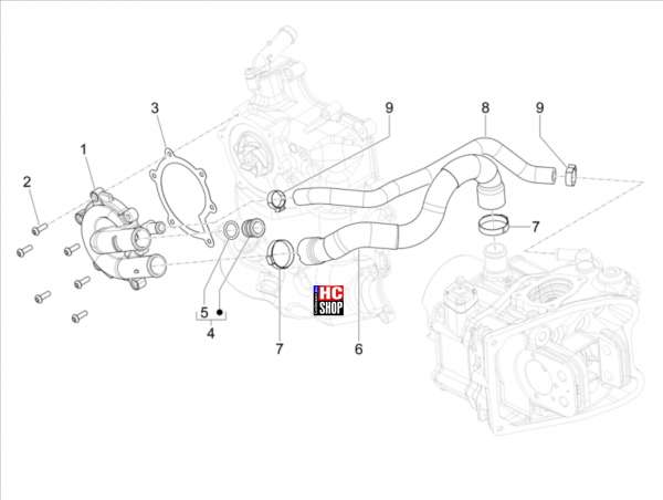 Piaggio MP3 530 hpe Exclusive E5 Motor Wasserpumpe