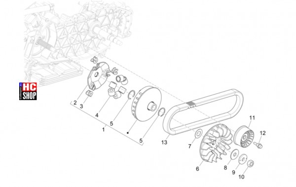 Vespa GTV 300 HPE RST - Motor - Antriebsriemenscheibe