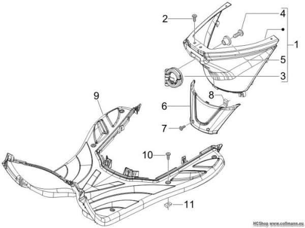 Piaggio Mittlere Verklaidung - Fußraster Fly 50 4T
