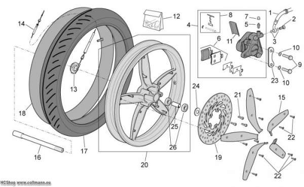 Aprilia Vorderrad Scheibenbremse Scarabeo 4T E2 50