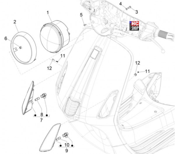 Vespa Elettrica 45KmH E5 Elektrische Anlage - Scheinwerfer
