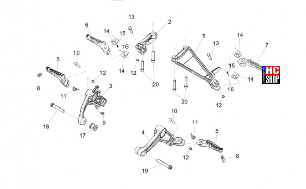 Aprilia RS 660 Factory E5+ - Fahrgestell-Karosserie - Fußrasten