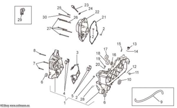 Aprilia Kurbelwellengehäuse Scarabeo IE Light 125/200