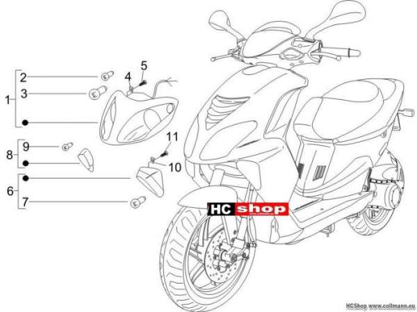 Piaggio Vorderleuchten NRG 50 Purejet