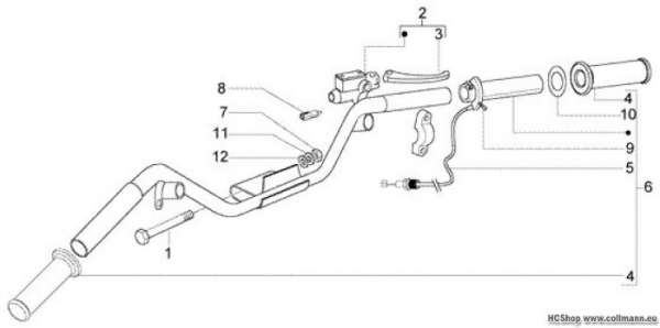 Vespa Lenker bauteile (2) LX 50 4T