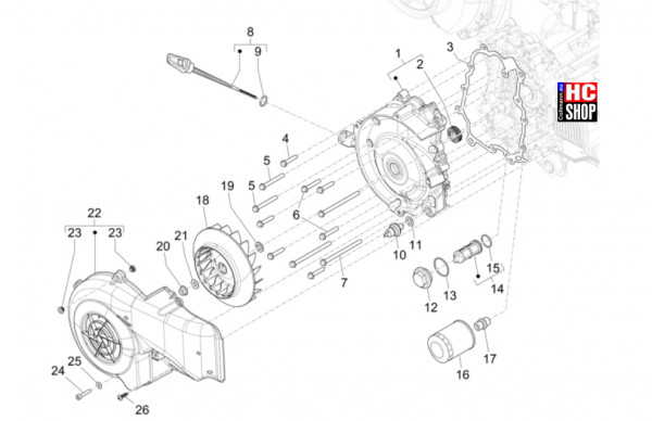 Piaggio Liberty 125 iget E5+ - Motor - Schwungraddeckel-Ölfilter