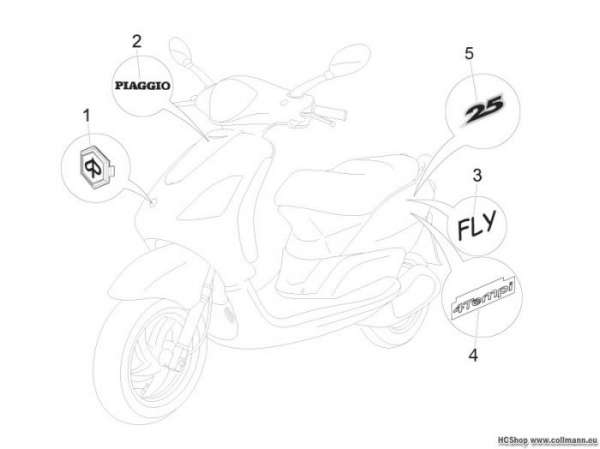 Piaggio Plaketten - Verzierungen Fly 50 4T