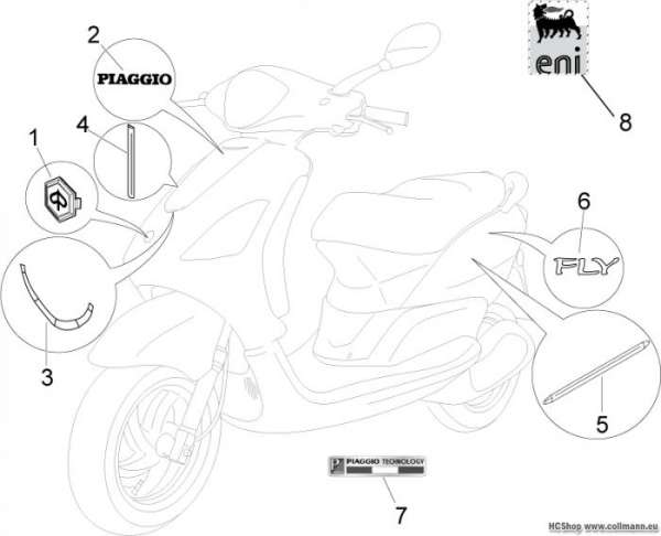 Piaggio Plaketten - Verzierungen Fly 50 2T