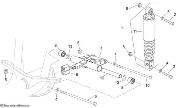 Aprilia H.radaufhängung Scarabeo 2T E2 eng.Piaggio 50