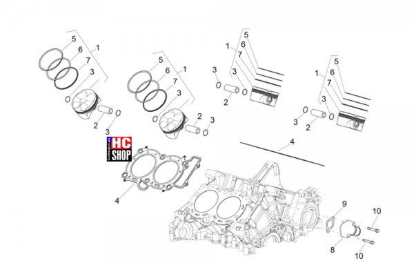 Aprilia RSV4 1100 Factory E5 - Motor - Zylinder-Kolben