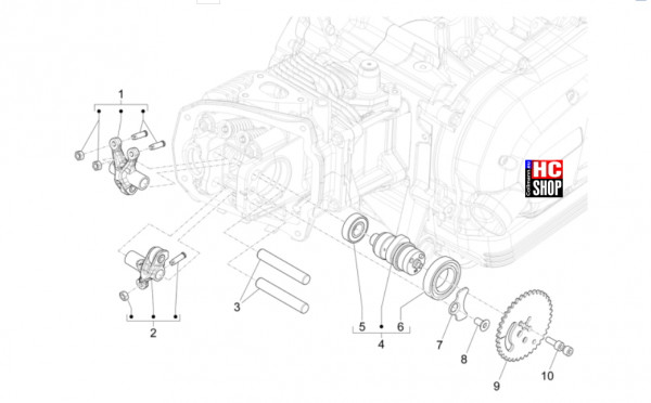 Vespa Primavera 125 TECH E5 - Motor - Schwinghebelhalterung