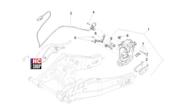 Aprilia RS 457 8V E5 - Bremsanlage - Hinterradbremszange