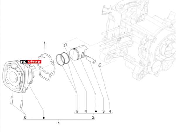 Piaggio NRG 50 2T E4 - Motor Einheit Zylinderkolben