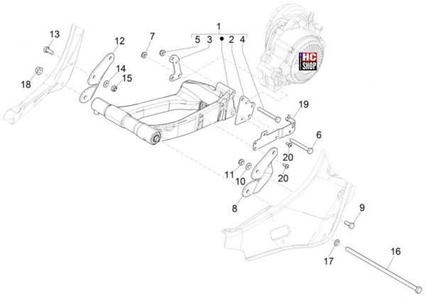 Vespa Elettrica Radaufhängungen - Schwingarm
