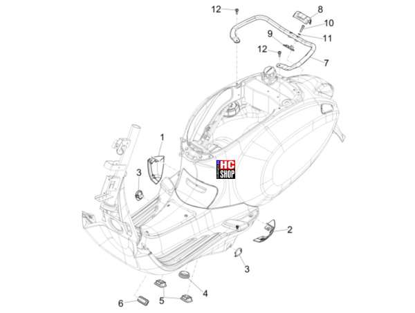 VESPA Sprint 50 E5 Fahrgestell Seitenabdeckung - Spoiler