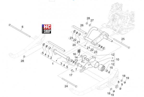Piaggio MP3 310 HPE Sport E5+ - Radaufhängungen - Schwingarm