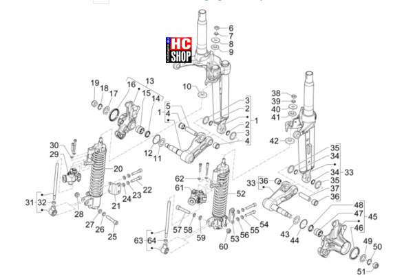 Piaggio MP3 310 HPE Sport E5+ - Radaufhängungen - Vordere Radaufhängung-Stossdämpfer
