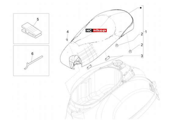 Vespa GTV 300 SEI GIORNI Fahrgestell Sitzbank