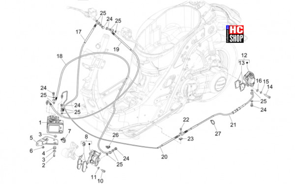 Vespa GTV 300 HPE RST - Bremslage - Bremschlauchen