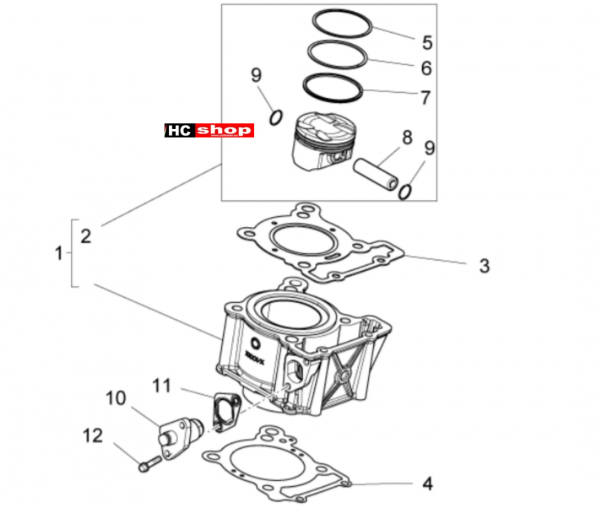 Aprilia RS 125 Replica 4T E4 ABS Motor Zylinder-Kolben
