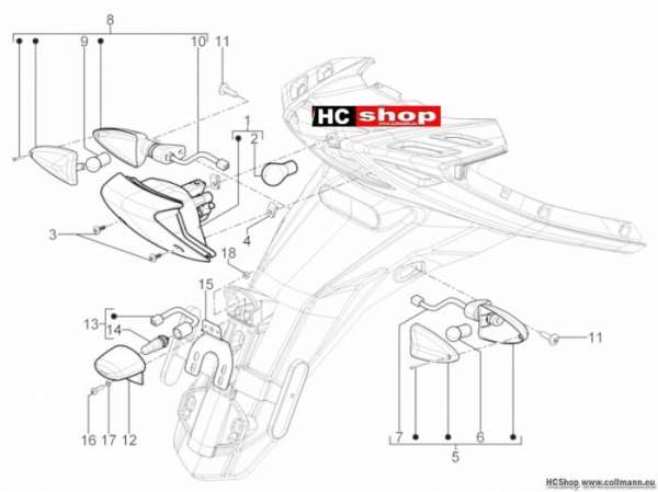 Piaggio Hinterleuchten - Blinkleuchten TPH 125